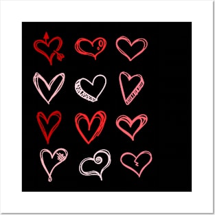 Hearts Pattern Valentines Day Cute Love V-Day Pajama Posters and Art